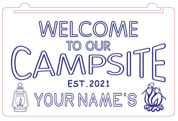 camp, camper, led, campsite, neon, sign, rv, personalized