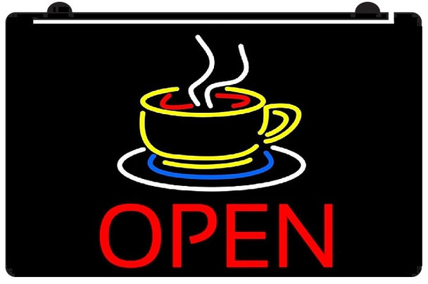 coffee, open, led, neon, sign, light