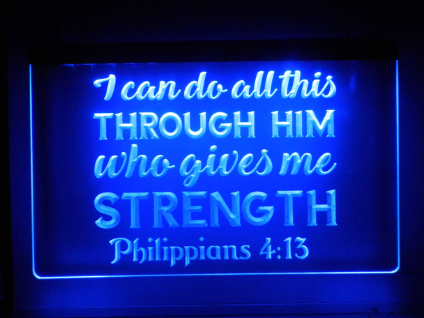 Philippians,  4:13, Jesus, led, God, Church, Christian, Neon, Sign, light