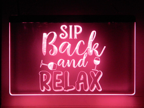 wine, led, neon, sign, acrylic, lighted, light, sip back and relax