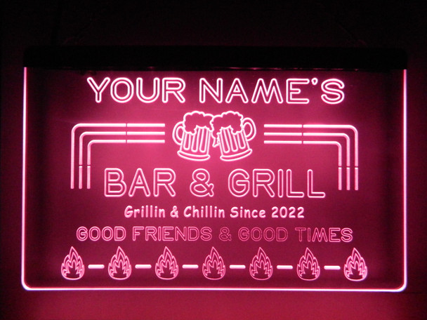 LED, Neon, Sign, light, lighted sign, bar and grill, bar & grill,