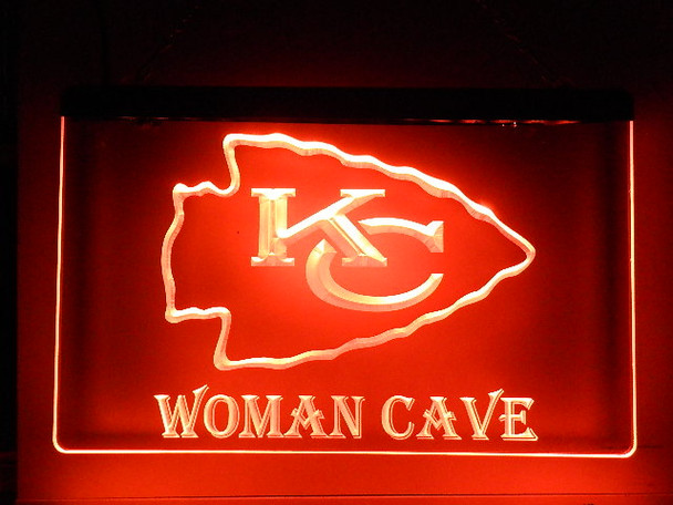 LED, Neon, Sign, light, lighted sign, custom, 
KC, Chiefs, Woman, Cave,  Kansas City, champion, super bowl, 57