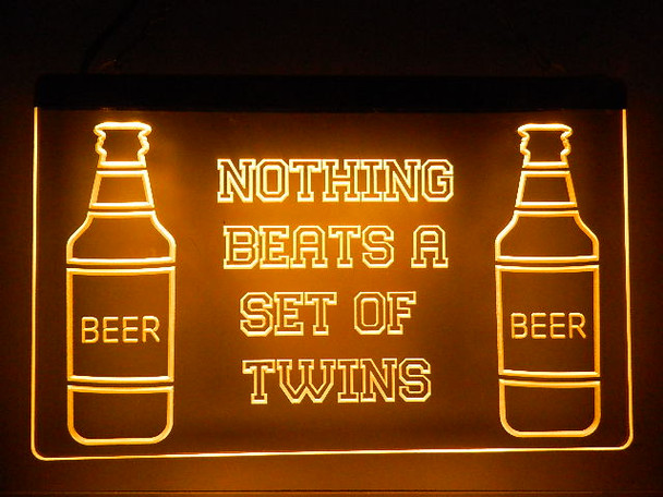 LED, Neon, Sign, light, lighted sign, custom, 
Beer, Nothing Beats a Set of Twins, funny