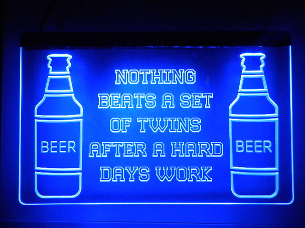 LED, Neon, Sign, light, lighted sign, custom, 
Beer, Nothing Beats a Set of Twins, funny