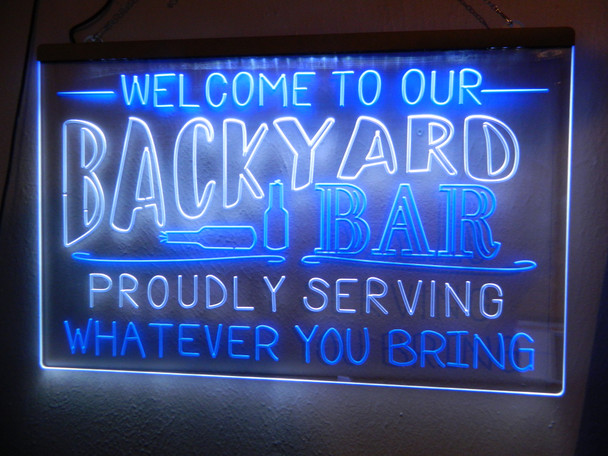 backyard, bar, led, neon, sign, custom bar sign