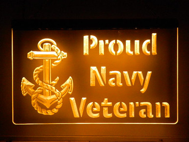 Proud Navy Veteran Sign: Acrylic LED Light