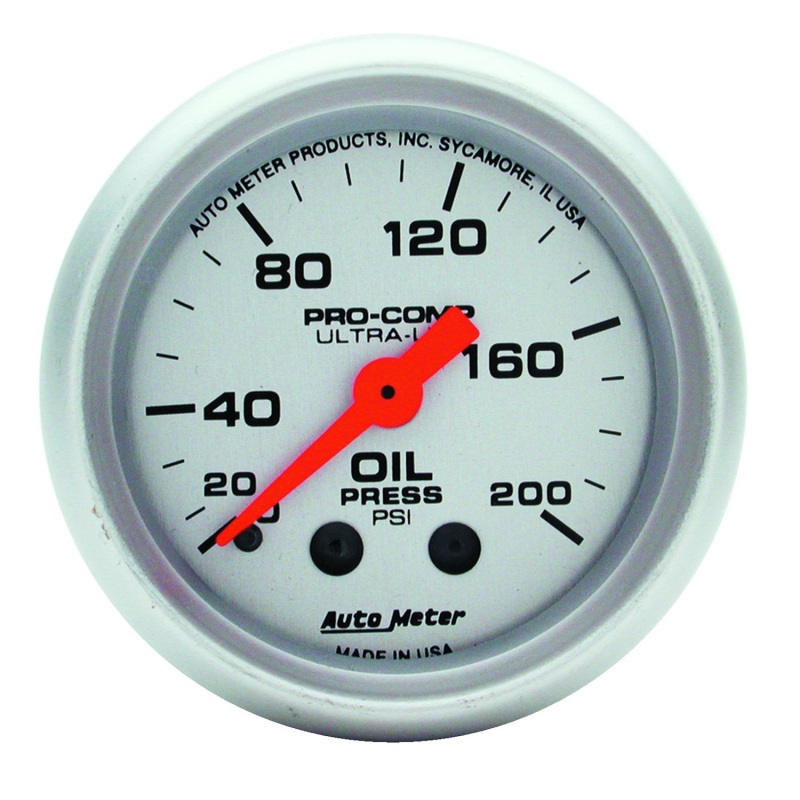 Autometer Ultra-Lite 52mm 0-200 PSI Mechanical Oil Pressure Gauge - 4322