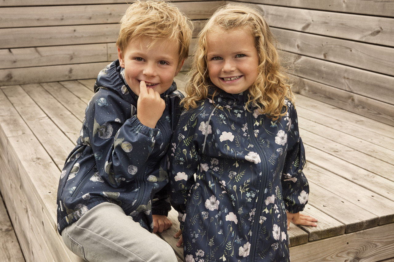 Minymo Softshell Jacke Blue Nights Blumen Kiezkinder