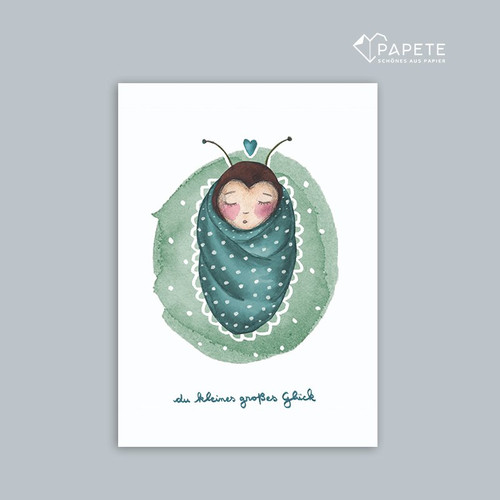 Papete - Postkarte "Du kleines großes Glück" grünblau