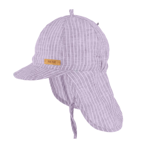 PurePure - Sommermütze Leinen mit Schirmchen & Nackenschutz Lavendel