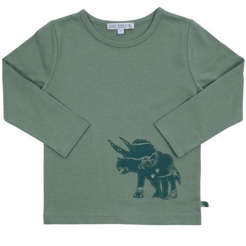 Enfant Terrible - Organic Longsleeve Shirt mit Dinoapplikation Pistachio