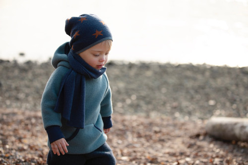 Pure Pure - Kids Hoodie Fleece Merinowolle Storm Blue