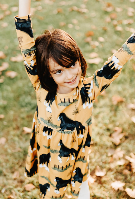 Walkiddy - Organic Kleid mit Tellerrock Shire Horses