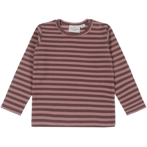 The New - Organic Longsleeve Rippe Streifen Nostalgia Rose
