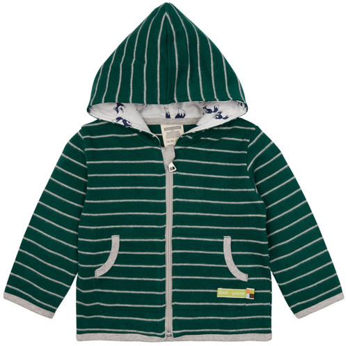 Loud+Proud - Organic Zipper Jacke Ringel Bottle Green