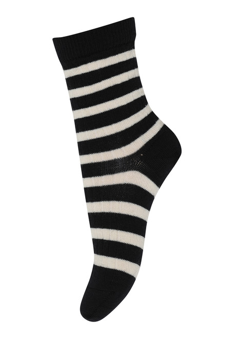 MP Denmark - Socken Merinowolle Dünn Rippe Elis Socks Black