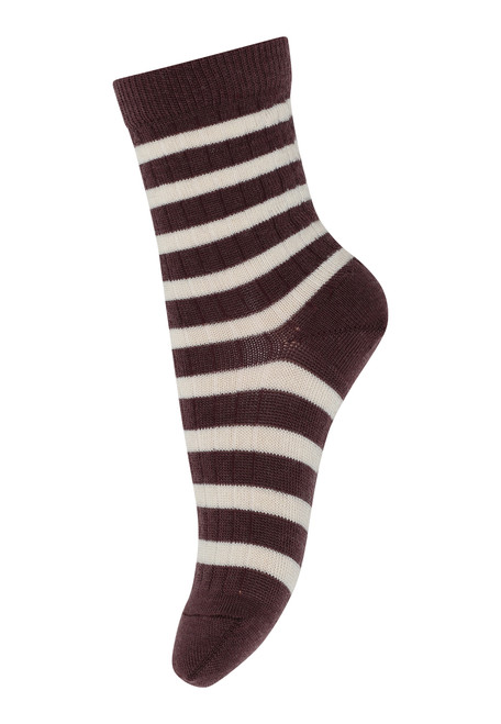 MP Denmark - Socken Merinowolle Dünn Rippe Elis Socks Grape Skin