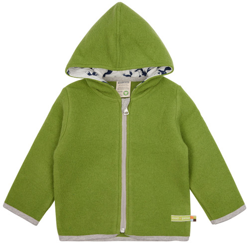 Loud+Proud - Organic Wollfleece Jacke mit Zipper Grasgrün