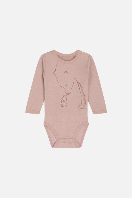 Hust&Claire - Langarmbdy Wolle-Bambus Shade Rose Bär und Hase