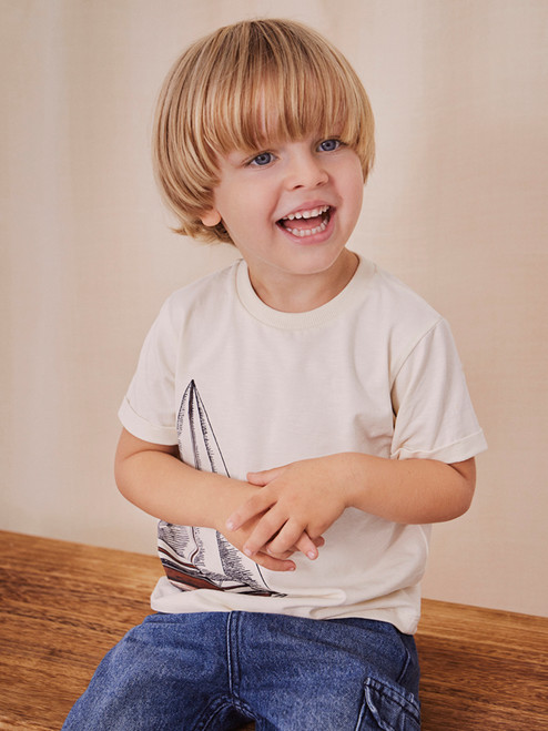 Enfant - Seegelboot T-Shirt Creme