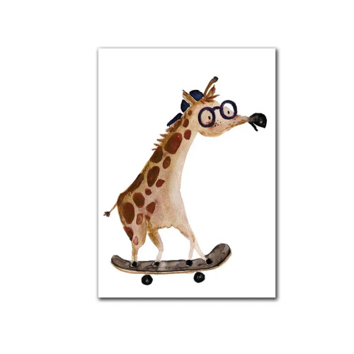 Postkarte "Giraffe auf Skateboard"