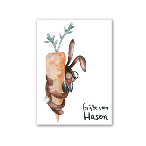 Postkarte "Hase mit Möhre"