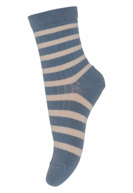 MP Denmark - Eli Socken Baumwolle Streifen Stone Blue
