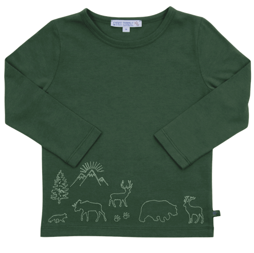 Enfant Terrible - Organic Longsleeve Waldtierstickerei grün