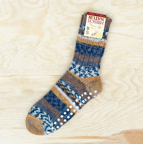 Hirsch Natur - Organic Wollstricksocke Unikat Stopper