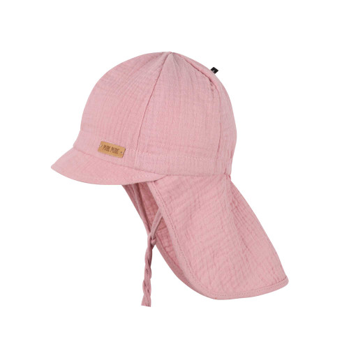 Pure Pure - Organic Sonnenmütze mit Nackenschutz Musselin Mauve