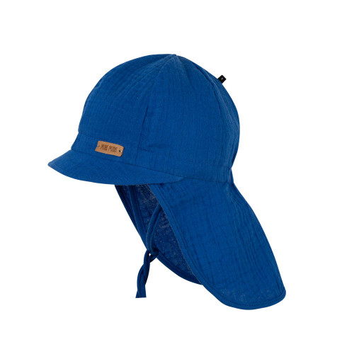 Pure Pure - Organic Sonnenmütze mit Nackenschutz Musselin Ink Blue