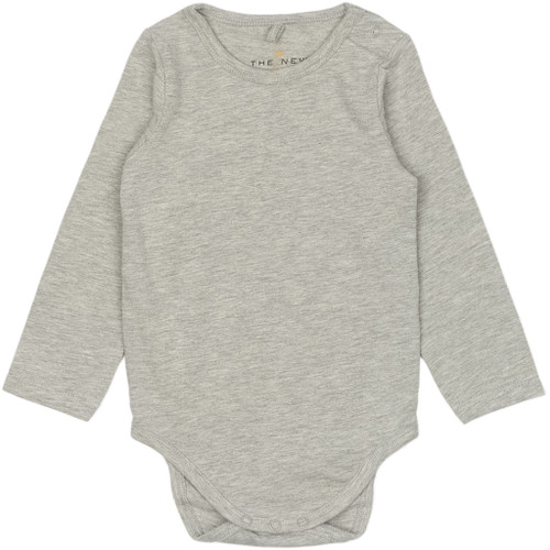 The New - Langarmbody Baumwolle Grau Meliert