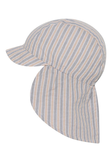 MP Denmark - Sommermütze Mavis mit Nackenschutz UV 50+ Streifen beige stone blue