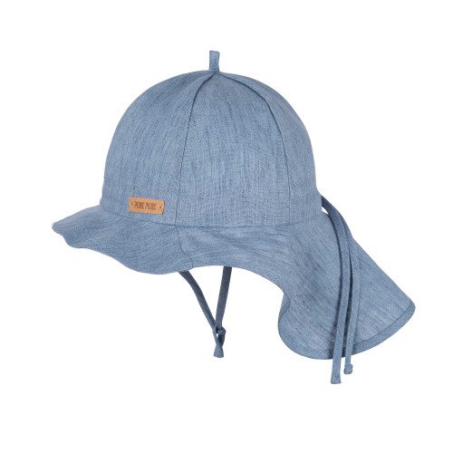 PurePure - Organic Sommermütze Leinen mit Nackenschutz Blue-Shadow