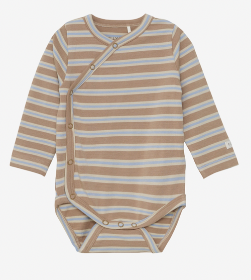 Enfant - Langarmbody Wickelbody Tencel Streifen Macaroon