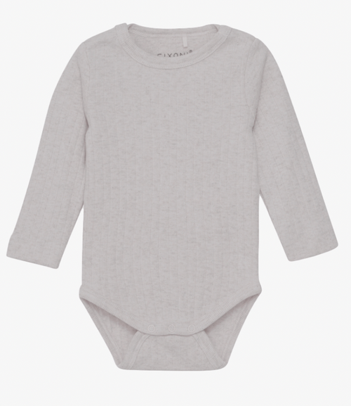 Enfant - Organic Langarmbody Rippe White Sand Melange