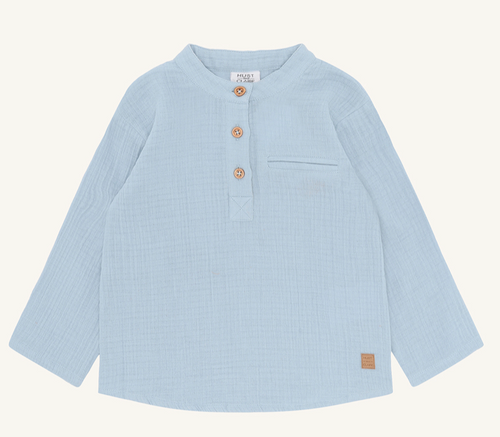 Hust&Claire - Organic Musselinhemd langarm Blue Moon