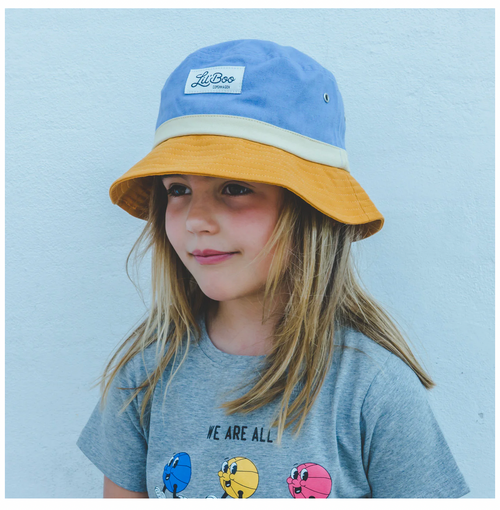 Lil´Bo - Organic Bucket Hat Color Block Caramel/Blue