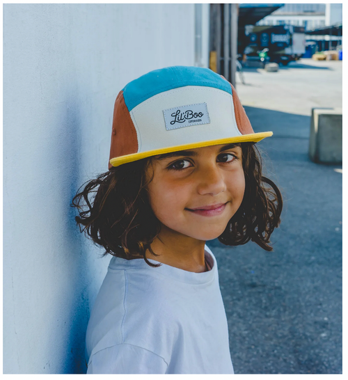 Lil´Bo - Organic Cap Color Block Teal/Brown/Orange