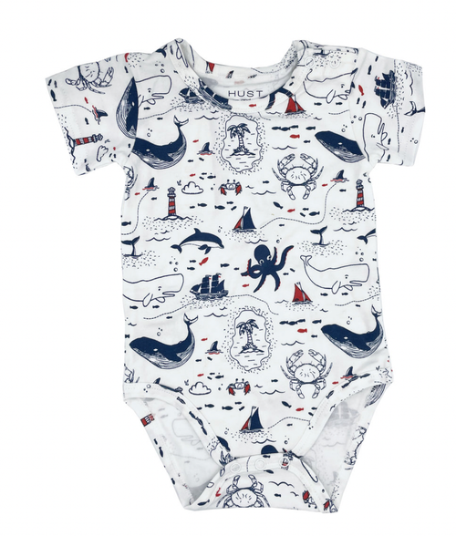 Hust&Claire - Body kurzarm maritim Fische