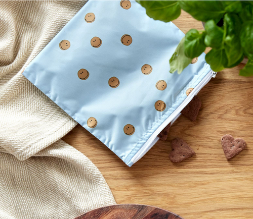 Lässig - Snack Bag Happy Rascals Smiley sky blue 2er Pack