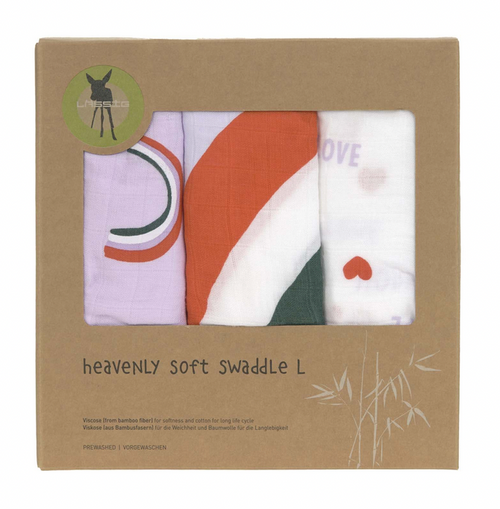 Lässig - Organic Swaddle Musselindecke L 80x80 Happy Rascals lavende 3er Pack