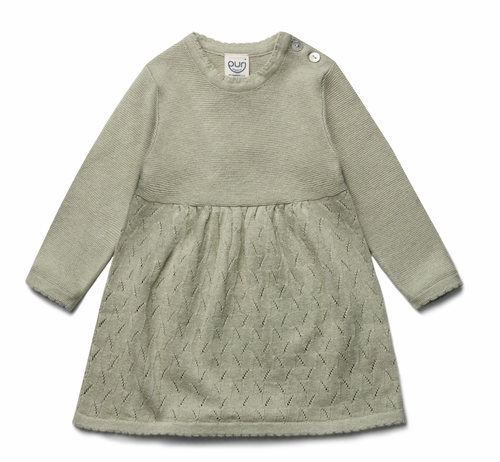 Puri - Organic Steickkleid Ajour Baumwolle/Seide Pistazie