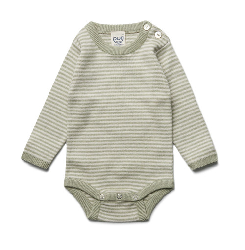 Puri - Organic Strickbody Ringel Baumwolle/Seide Pistazie/ecru
