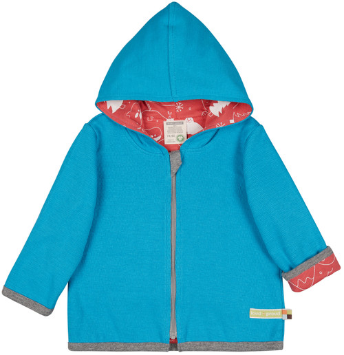 Loud+Proud Wendejacke mit Kapuze Strick Aqua eisbär