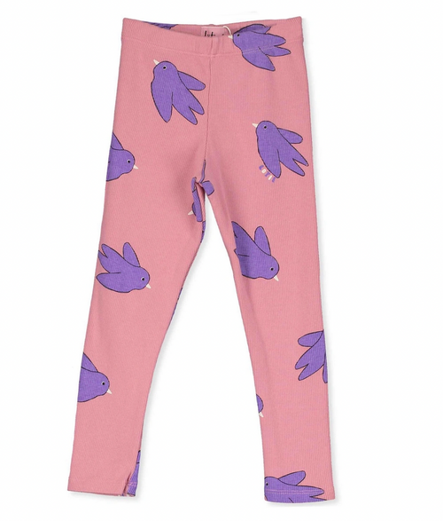 Lötiekids - Organic Rippleggings Flowing Birds Rose