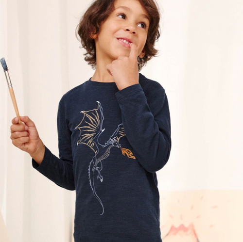 People Wear Organic - Organic Longsleeve Drache Marine