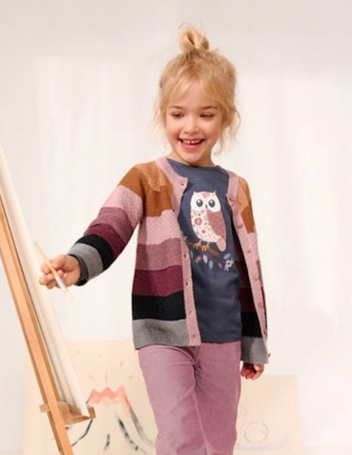 People Wear Organic - Organic Longsleeve graublau Eule