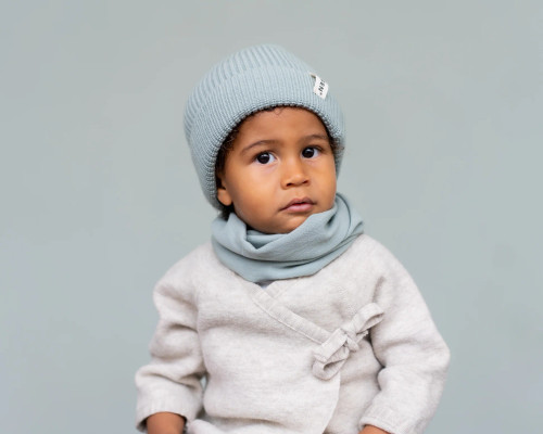 Halfen - Organic Merinowolle feiner Strick Loopschal Rauchblau
