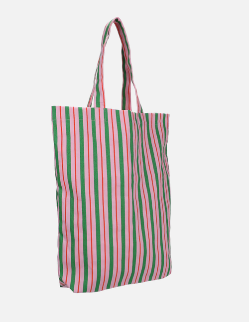 Kado Design - Tragetasche Baumwolle Balanced Stripes Fuchsia + grass Green + Blood Orange